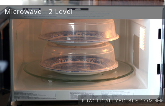 Two-level microwave oven cooking