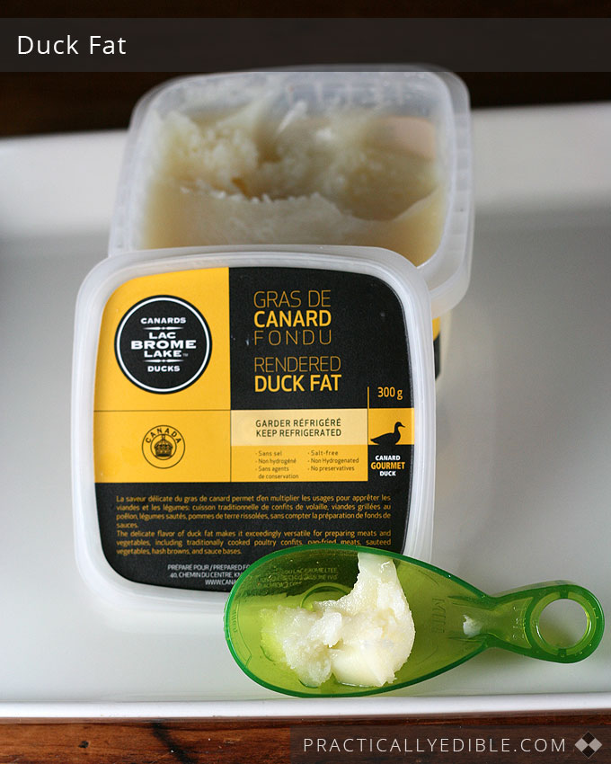 Duck fat in a tub