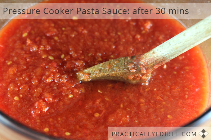 Pressure Cooker Pasta Sauce after 30 mins